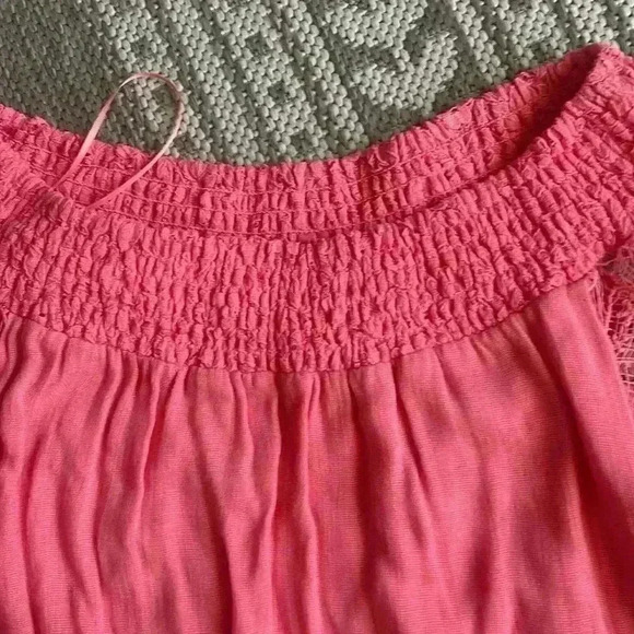 Peachy pink muslin and lace style dress - Picture 4 of 6